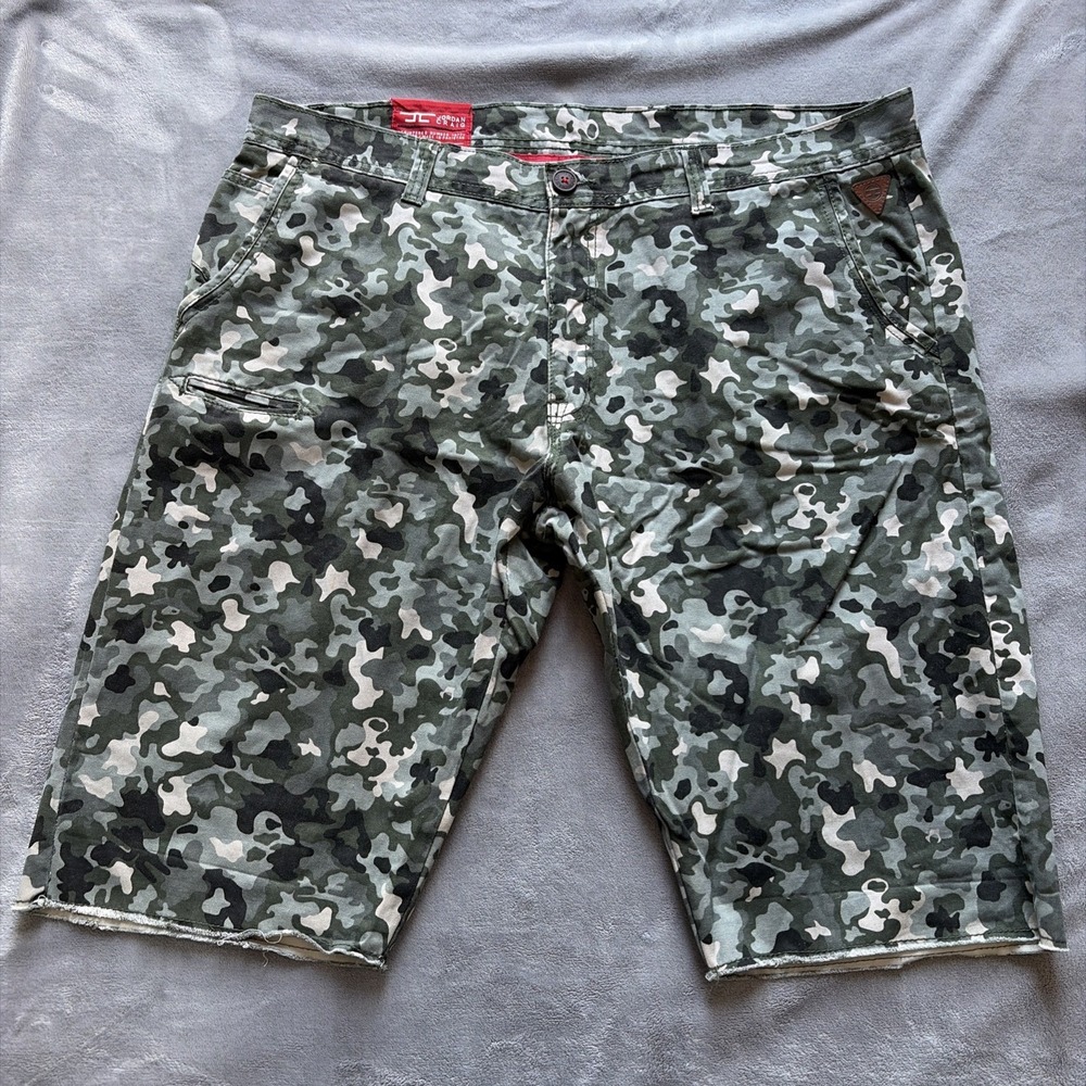 Jordan Craig Shorts Mens 42 Green Camo‎ Raw Hem Cotton